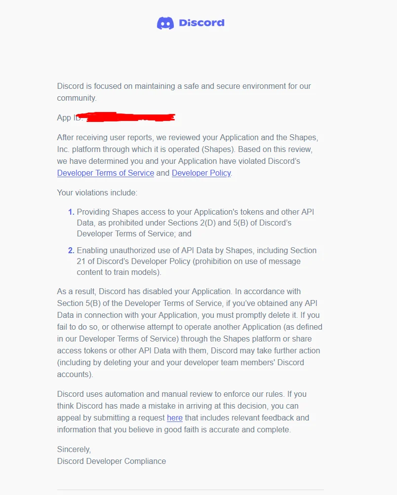 Shapes application termination
