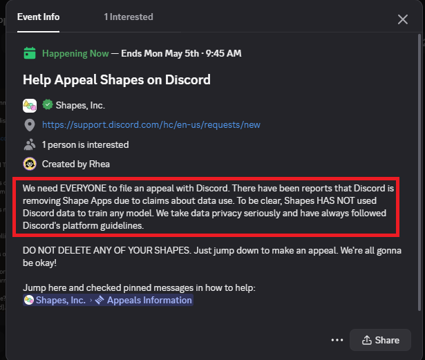 Shapes application termination