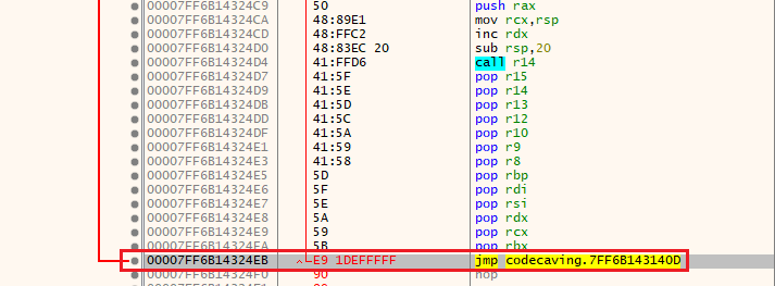 Jump back to the instruction that comes right after that initial jump
