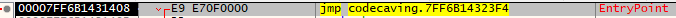 Jumping to the start of the shellcode