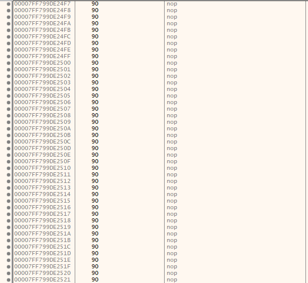 NOP sled, x64dbg