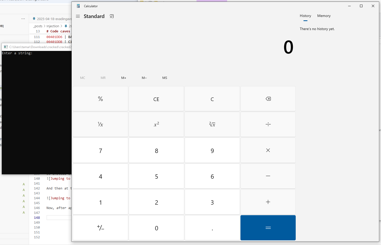 Successfully opening calc.exe