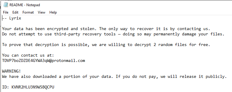 ransomware note