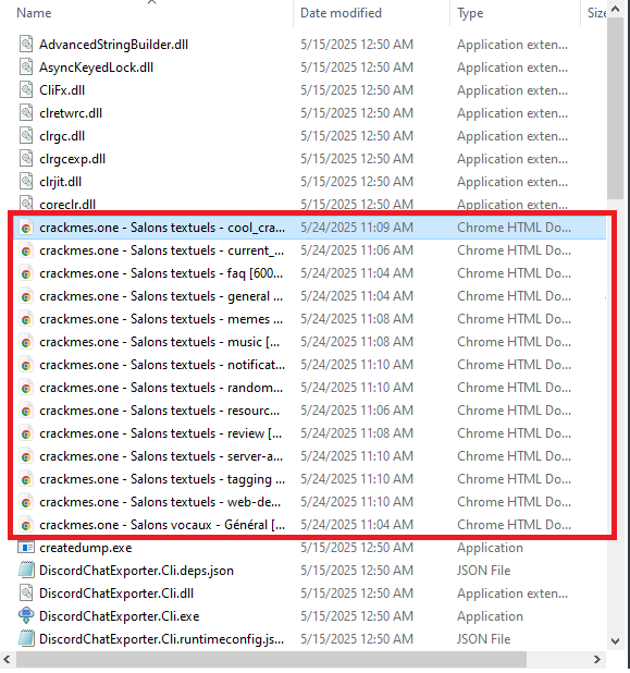 Scraped files